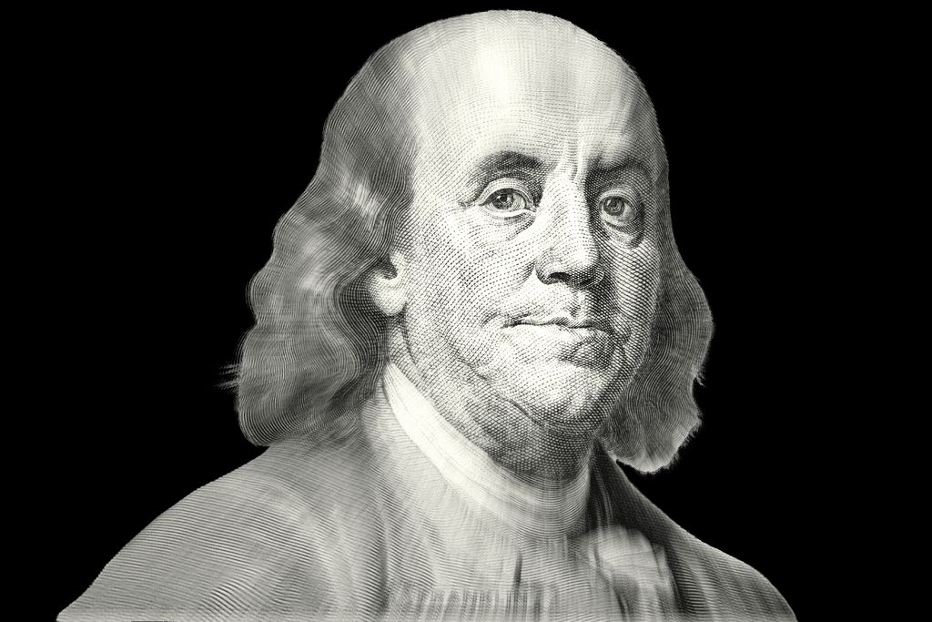 Originele gravure van Benjamin Franklin
